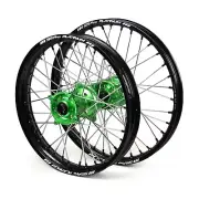 SM Pro Platinum Kawasaki KX250/450F 06-20 21"/19" Black/Green Wheel Set