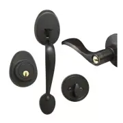 Handleset and Deadbolt, RH Wave Lever, Schlage Keyway, Aged Bronze
