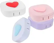 [PACKOVE] 4Sets Cute Heart Case Portable Holder for Travel Durable Box with Mirror Macaron Colors