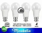 4 x 14W Dimmable LED Light Globes Bulbs Lamps Cool White B22 Bayonet - 1400Lm
