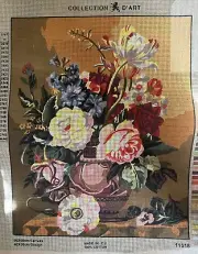 Printed needlepoint Tapestry Gobelin 50x60 Cm Flowers Canvas Only
