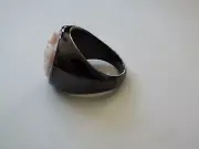 Master carved Cameo Ring bezel set into black ceramic size 6.5