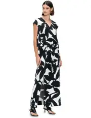 [Veronika Maine] Shadow Leaf Shell Top in Black/White