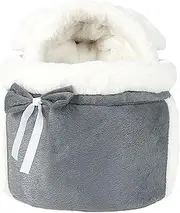 Qianly Small Cat Dogs Backpack, Pet Hanging Chest Bag, Winter Plush Pets Cage for Cycling, Picnic, Outdoor, M