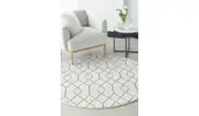 Prince Light Grey Geometric Lattice Round Rug