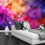 定制宇宙天空壁紙,客廳臥室天花板背景牆防水壁紙的3D現代自然風景壁畫