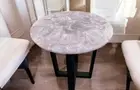 30" Round Rose Quartz Stone Sofa Coffee Table Kitchen Slab Countertop Crystal