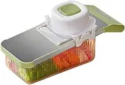 11-in-1 Multi-Function Vegetable Slicer –Stainless Steel - with Drain Basket – Kitchen Cutter for Potato, Carrot & Salad – Safe Ergonomic Handheld Food Chopper