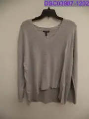 Women's Large Eileen Fisher V-Neck Box Top Long Sleeve Sweater Dark Pearl