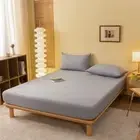 Fitted Sheet Solid Color Mattress Cover With Elastic Band Bed Sheet SingleDouble