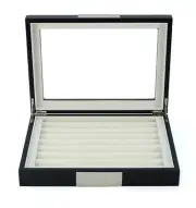 Elegant Black Wooden Cufflink Display Box Ring Tie Clip Storage Case Organizer f