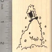 Snowy Groundhog Day Rubber Stamp, Marmot buried in snow, in top hat J26515 WM