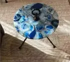Blue agate coffee table, round agate sofa side table, stone agate modern table