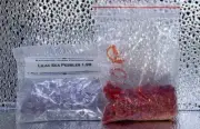 2 Pkg of Crushed Colored Glass Pebbles Lilac Purple and Red Orange SP#1