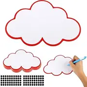 RISF Pack of 50 Clouds Presentation Cards with 50 Self-Adhesive Velcro Tape, Large Index Cards, Flipchart Paper for School, Presentation, Professional Conversation Lecture, Presentation (23 x 14 cm)