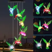 Wind Chime, Hummingbird Solar Wind Chimes Outdoor Color Changing, 25 Inch Mem...