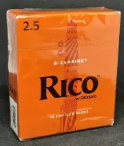 10 Pack Rico Bb Clarinet Reeds Strength 2.5 RCA1025 - New Sealed