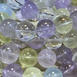 【Cozy 世界水晶原礦與茶】多寶水晶手珠 9mm 19-4(白水晶、粉晶、紫晶、黃晶、海藍寶)