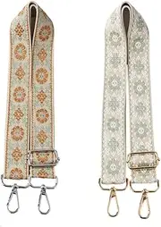 NOIAFZY 2pcs Adjustable Wide Embroidered Hand Wrap Strap - Multifunctional and Stylish for All Occasions, White