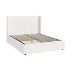 Oikiture Bed Frame Double Size Gas Lift Base Boucle Fabric White