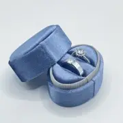 Velvet Ring Box for Proposal - Engagement Ring Jewelry box for BlueGray-Ring