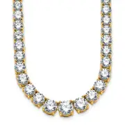 14k Yellow Gold 40 3/8 Ct. Lab Grown Diamond VS/SI+ G+ Round 20 inch Graduated Tennis Necklace