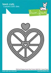 Lawn Fawn Stitched Happy Heart Geo Frame Add-On Die