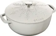 Staub Cast Iron 24cm French Oven Winter SNOWFLAKE, White Truffle - Brand New