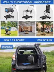 Cart Multi Use Functional Collapsible Cart Mobile Folding Trolley Crate 90 kg