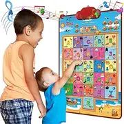 Just Smarty Interactive 100 Words Poster, Preschool Alphabet and Words Learning Toy for 2, 3, 4, 5 Year Old Boys and Girls. Best Toddler Educational Activities with Music, Playing, Singing for Daycare
