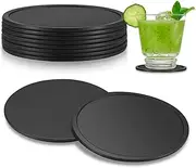 8 Pcs Silicone Coasters for Drinks, Black Round Mugs Coasters, Drink Coasters Pads Mats Non Slip for Coffee Beer Mug Wine Glass Home and Bar Coasters