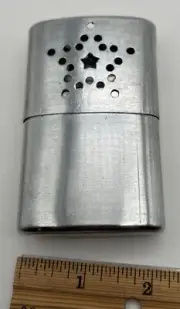 Vintage Star Design Compact Hand Warmer Made in Hong Kong Silver Portable