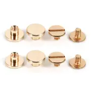 10 Set 6.5mm Solid Brass Button Stud Screw Nail Screwback For Leather Rivet Gold