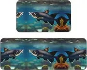 Subaquatic Catfish Print Kitchen Floor Mat 2 Sets Non-Slip Rugs for Kitchen Laundry Office and Home Decor