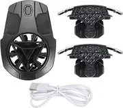 sourcing map Gaming Trigger Mobile Phone Cooling Fan Fire Keys 2 in 1 Black for 4.7-6.5 Inch Cell Phone with White USB Charging Cable