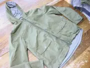 BOYS SIZE 14 / 16 LIGHT MID WEIGHT LINED ZIP UP JACKET OLIVE ARMY GREEN W HOOD