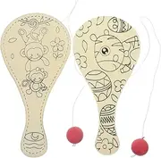 Unfinished Wood Racket Toys Boys and Girls DIY Graffiti Chips Hand-Painted Slices Pendants for Boys and Girls School Decor