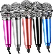 CVUTOVO 5Pcs Mini Microphones Portable Singing Recording Mic for Smartphones Durable Design for Home Karaoke Interviews and Vlogs