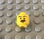 LEGO Yellow Head, Dark Eye Brows, Cheek Lines, White Eyes, Brown Moustache