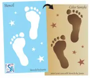 6" Beach STENCIL Footprints Sandy Ocean Sidewalk Chalk Nautical DIY Signs Joanie