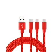 Catzon 1M 2M 3M 3Packs USB Type C Cable Nylon Braided Phone Cable Fast Charger Cable USB Cord -Red