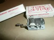 2 Vintage Music Box Crank Players Turn-A-Tune White Christmas