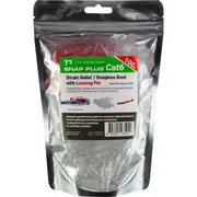 T3 PK4080 6.5Mm Clear Rj45 Rubber Boot With Locking Pin Suits Cat6 Snap Plug Pk of 100