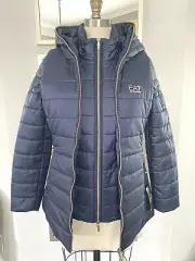 EA7 Emporio Armani 2-piece blue puffer bomber down jacket sleeveless outer