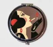 Flapper Profile Smoker Art Deco Compact Mirror Make Up Pocket Mirror Cosmetics