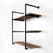 Industrial Pipe Ladder Shelf Vintage Display Rack Rustic Floating Storage Shelf 3 Tier Wall Mounted