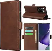 Cavor for Samsung Galaxy Note20 Ultra Case,Note20 Ultra 5G Case,Leather Wallet Phone Case with Magnetic Closure & Card Slots(6.9")-Dark Brown