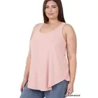 2X Cream Mauve Scoop Neck Round Hem Tank Top Zenana Plus size comfy cool