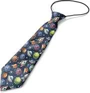 [KAWAMOUSE] Toddler Size ( Comic Space Planets Spaceships Rocket ) Pre-Tied Adjustable Novelty Necktie, Fashion Conversational Neck Strap Ties for Boys and Children, for Wedding Parties Events, Multi