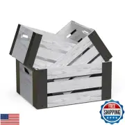 Cozy Cabin Designs Set of 3 Wooden Crates - Rustic Home Decor, Wooden Nesting